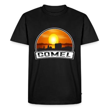 Gomel Belarus Skyline Vintage Sunset Travel Souven - Men's Premium Organic T-Shirt - black - Front - Nico (187cm)
