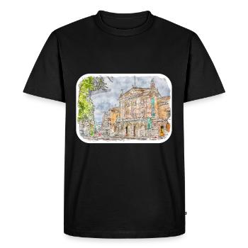Esquisse à l’aquarelle de Norvège Illustration dessinée à la main - T-shirt Premium bio Homme - noir - Devant - Nico (187cm)