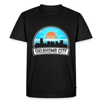 Oklahoma City Oklahoma États-Unis Skyline Vintage Coucher de soleil - T-shirt Premium bio Homme - noir - Devant - Nico (187cm)