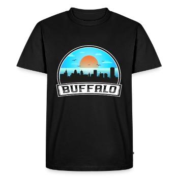 Buffalo New York États-Unis Skyline Vintage Sunset Travel - T-shirt Premium bio Homme - noir - Devant - Nico (187cm)