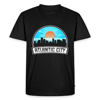 Atlantic City New Jersey États-Unis Skyline Vintage Sunse - T-shirt Premium bio Homme - noir - Devant - Nico (187cm)