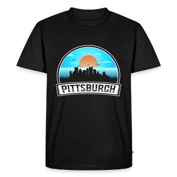 Pittsburgh Pennsylvanie États-Unis Skyline Vintage Coucher de soleil - T-shirt Premium bio Homme - noir - Devant - Nico (187cm)