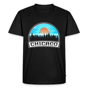 Chicago Illinois Usa Skyline Vintage Sunset Travel - Men's Premium Organic T-Shirt - black - Front - Nico (187cm)