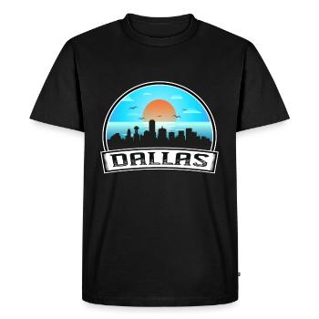 Dallas Texas États-Unis Skyline Vintage Sunset Travel Sou - T-shirt Premium bio Homme - noir - Devant - Nico (187cm)