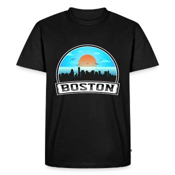 Boston Massachusetts États-Unis Skyline Vintage Sunset Tr - T-shirt Premium bio Homme - noir - Devant - Nico (187cm)