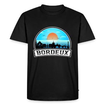 Bordeux France Skyline Vintage Sunset Travel Souve - Men's Premium Organic T-Shirt - black - Front - Nico (187cm)