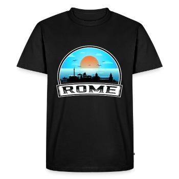 Rome Italie Skyline Vintage Sunset Travel Souvenir - T-shirt Premium bio Homme - noir - Devant - Nico (187cm)