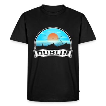Dublin Ireland Skyline Vintage Sunset Travel Souve - Men's Premium Organic T-Shirt - black - Front - Nico (187cm)
