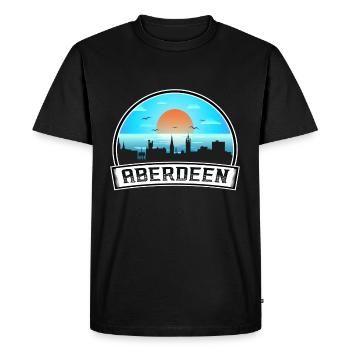 Aberdeen Écosse Skyline Vintage Sunset Travel So - T-shirt Premium bio Homme - noir - Devant - Nico (187cm)