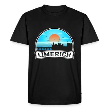 Limerick Ireland Skyline Vintage Sunset Travel Sou - Men's Premium Organic T-Shirt - black - Front - Nico (187cm)