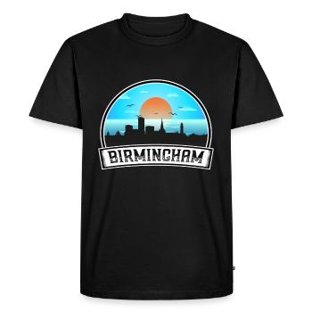 Birmingham England Skyline Vintage Sunset Travel S - Men's Premium Organic T-Shirt - black - Front - Nico (187cm)