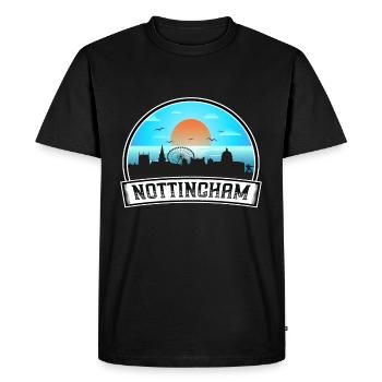 Nottingham Angleterre Skyline Vintage Sunset Travel S - T-shirt Premium bio Homme - noir - Devant - Nico (187cm)
