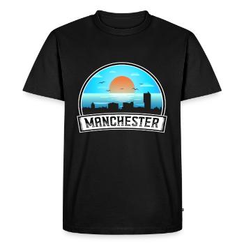 Manchester Angleterre Skyline Vintage Sunset Travel S - T-shirt Premium bio Homme - noir - Devant - Nico (187cm)