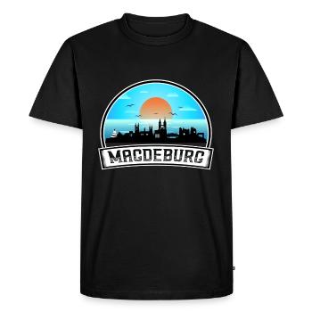 Magdebourg Allemagne Skyline Vintage Sunset Travel So - T-shirt Premium bio Homme - noir - Devant - Nico (187cm)