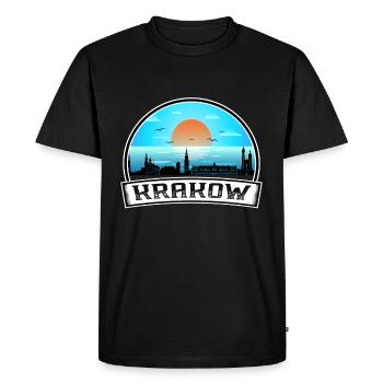 Cracovie Pologne Skyline Vintage Sunset Travel Souven - T-shirt Premium bio Homme - noir - Devant - Nico (187cm)