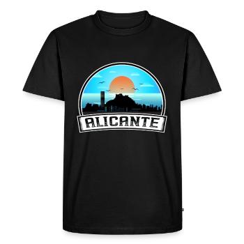 Alicante Espagne Skyline Vintage Sunset Travel Souve - T-shirt Premium bio Homme - noir - Devant - Nico (187cm)