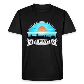 Valencia Espagne Skyline Vintage Sunset Travel Souve - T-shirt Premium bio Homme - noir - Devant - Nico (187cm)