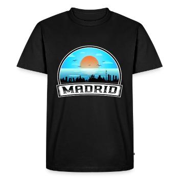 Madrid Espagne Skyline Vintage Sunset Travel Souveni - T-shirt Premium bio Homme - noir - Devant - Nico (187cm)