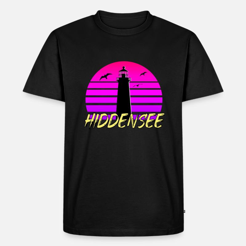 Hiddensee 80s - Männer Premium Bio T-Shirt - Schwarz