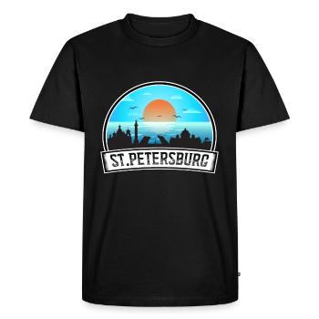Saint-Pétersbourg Russie Skyline Vintage Sunset Travel - T-shirt Premium bio Homme - noir - Devant - Nico (187cm)