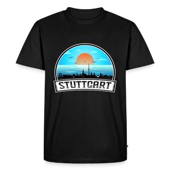 Stuttgart Germany Skyline Vintage Sunset Travel So - Men's Premium Organic T-Shirt - black - Front - Nico (187cm)