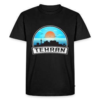 Téhéran Iran Skyline Vintage Sunset Souvenir de voyage - T-shirt Premium bio Homme - noir - Devant - Nico (187cm)