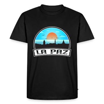 La Paz Bolivia Skyline Vintage Sunset Travel Souve - T-shirt Premium bio Homme - noir - Devant - Nico (187cm)