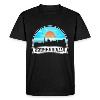 Barranquilla Colombie Skyline Vintage Sunset Trave - T-shirt Premium bio Homme - noir - Devant - Nico (187cm)