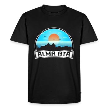 Alma Ata Kazakhstan Skyline Vintage Sunset Travel - Men's Premium Organic T-Shirt - black - Front - Nico (187cm)