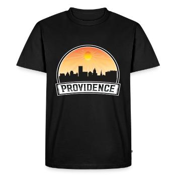 Providence Rhode Island États-Unis Skyline Vintage Coucher de soleil - T-shirt Premium bio Homme - noir - Devant - Nico (187cm)