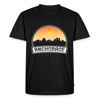 Anchorage Alaska États-Unis Skyline Vintage Sunset Travel - T-shirt Premium bio Homme - noir - Devant - Nico (187cm)