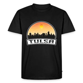 Tulsa Oklahoma États-Unis Skyline Vintage Sunset Travel S - T-shirt Premium bio Homme - noir - Devant - Nico (187cm)