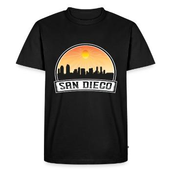 San Diego Californie États-Unis Skyline Vintage Sunset Tr - T-shirt Premium bio Homme - noir - Devant - Nico (187cm)