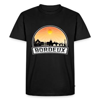 Bordeux France Skyline Vintage Sunset Travel Souve - Men's Premium Organic T-Shirt - black - Front - Nico (187cm)