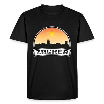 Zagreb Croatie Skyline Vintage Sunset Travel Souve - T-shirt Premium bio Homme - noir - Devant - Nico (187cm)