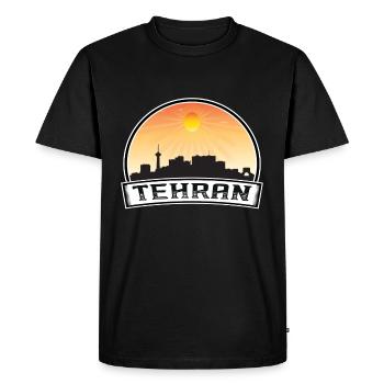 Téhéran Iran Skyline Vintage Sunset Souvenir de voyage - T-shirt Premium bio Homme - noir - Devant - Nico (187cm)