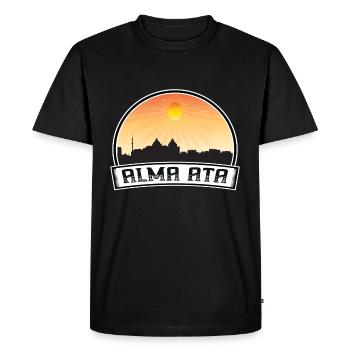 Alma Ata Kazakhstan Skyline Vintage Sunset Travel - Men's Premium Organic T-Shirt - black - Front - Nico (187cm)