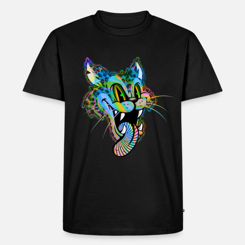 Leopard Comic Psychedelisch - Männer Premium Bio T-Shirt - Schwarz