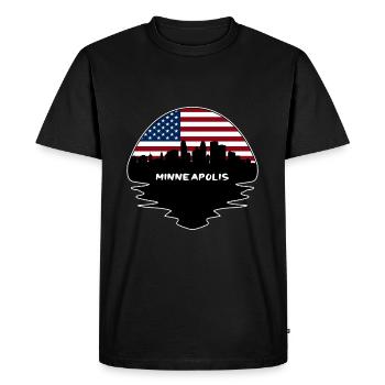 Minneapolis Minnesota Usa Flag Skyline Silhouette - Men's Premium Organic T-Shirt - black - Front - Nico (187cm)
