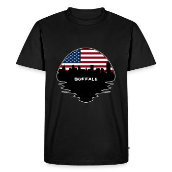 Buffalo New York Usa Drapeau Skyline Silhouette Trave - T-shirt Premium bio Homme - noir - Devant - Nico (187cm)