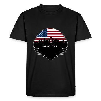Seattle Washington Drapeau des États-Unis Skyline Silhouette Tra - T-shirt Premium bio Homme - noir - Devant - Nico (187cm)