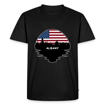 Albany New York États-Unis Flag Skyline Silhouette Voyage - T-shirt Premium bio Homme - noir - Devant - Nico (187cm)