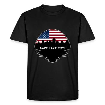 Salt Lake City Utah Usa Flag Skyline Silhouette Tr - Men's Premium Organic T-Shirt - black - Front - Nico (187cm)