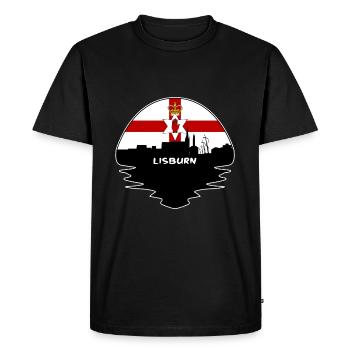 Lisburn Northern Ireland Flag Skyline Silhouette T - Men's Premium Organic T-Shirt - black - Front - Nico (187cm)