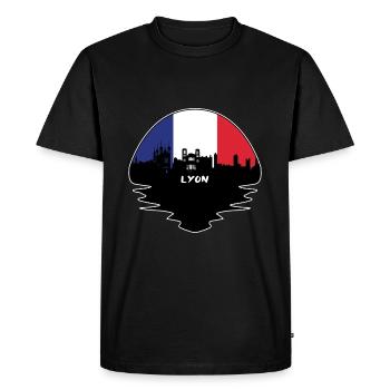 Lyon France Drapeau Skyline Silhouette Travel - T-shirt Premium bio Homme - noir - Devant - Nico (187cm)