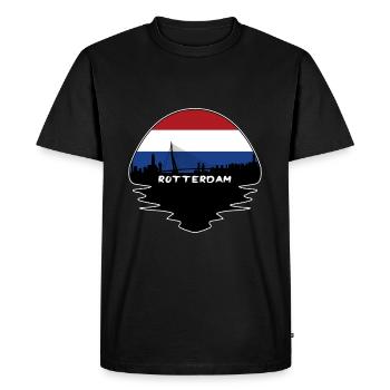 Rotterdam Pays-Bas Drapeau Skyline Silhouette Trav - T-shirt Premium bio Homme - noir - Devant - Nico (187cm)