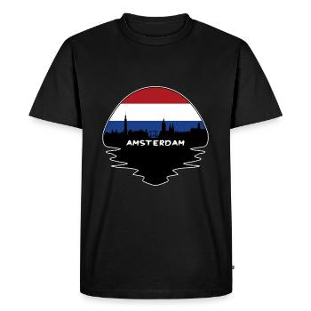 Amsterdam Pays-Bas Flag Skyline Silhouette - T-shirt Premium bio Homme - noir - Devant - Nico (187cm)