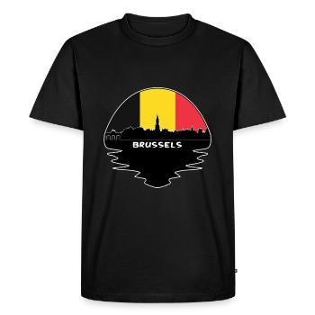 Bruxelles Belgique Drapeau Skyline Voyage Silhouette - T-shirt Premium bio Homme - noir - Devant - Nico (187cm)