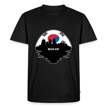 Busan South Korea Flag Skyline Silhouette Travel - Men's Premium Organic T-Shirt - black - Front - Nico (187cm)