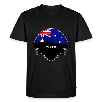 Perth Australia Flag Skyline Silhouette Travel - Men's Premium Organic T-Shirt - black - Front - Nico (187cm)